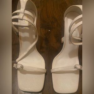 Miss Lola white Ankle strap heel -Size 9